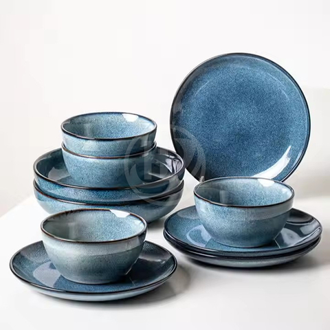 Porcelain Round Dessert Salad Plates Dessert Ceramic Plate Modern Ceramic Dinnerware Lunch Box Home and Kitchen Tableware Set