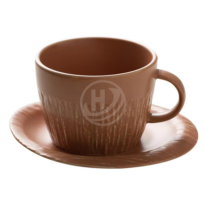 Creative Retro Ceramic Coffee Cup Double-Wall Design Stone Saucer Lid for Home Afternoon Tea Includes Gift Box Dishwasher Safe