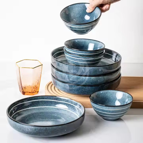 Porcelain Round Dessert Salad Plates Dessert Ceramic Plate Modern Ceramic Dinnerware Lunch Box Home and Kitchen Tableware Set