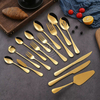 Luxury Gold Polish Stainless Steel Flatware Set-High Quality Knife Fork Spoons and Dessert Spoons for Home Use and Weddings