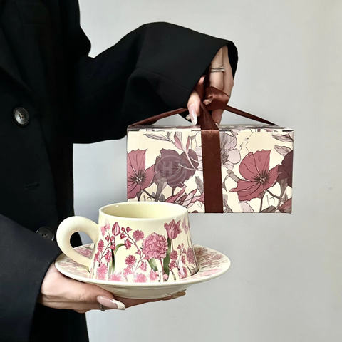 Best-Selling High Quality Hand-Painted Oil Painting Dinnerware Set Includes Mug Coffee Cup Saucer with Gift Box