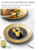 Dinner clear With Gold 11 Inch Round Plate Sushi Soup Plate
