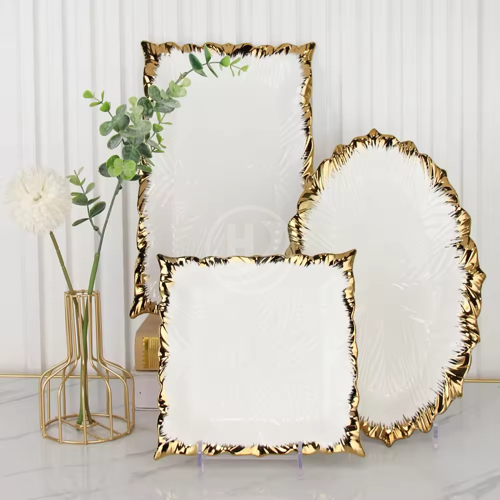 Wholesale High-End Phnom Penh Ceramic Tableware Set Light Luxury Hotel Porcelain Steak Plate and Bowl Eco-Friendly