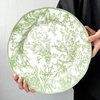 Green Lily Valley Series High Bone Porcelain Western Dining Dinnerware Sets Pastoral Style Ceramic Dishes Includes Plates Bowls