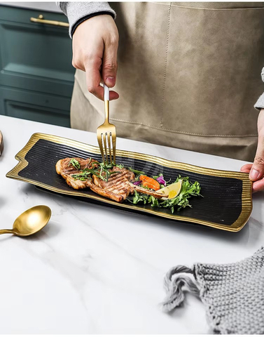 Dinner clear With Gold 11 Inch Round Plate Sushi Soup Plate