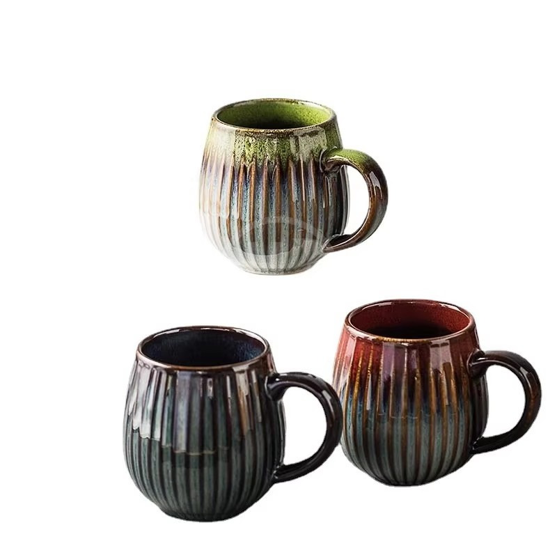 Japanese Retro Kiln Ceramic Cup High Quality Large Water Mug with Lid for Men & Women Classic Design for Parties Cafe Use