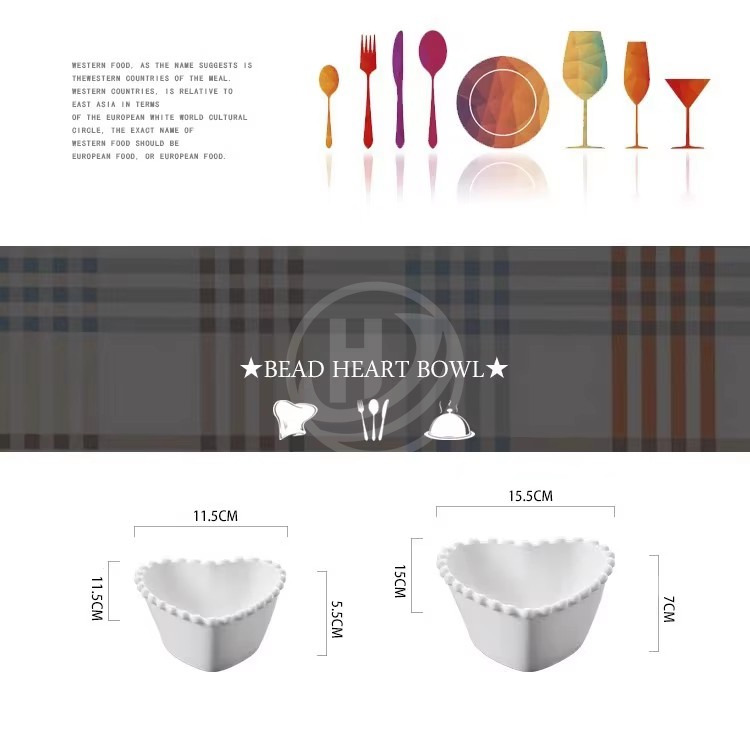 Creative Ceramic Breakfast and Dessert Plate Heart-Theme Western Tableware for Fruit Salad and Other Meals Dinnerware Set6