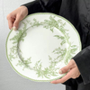Green Lily Valley Series High Bone Porcelain Western Dining Dinnerware Sets Pastoral Style Ceramic Dishes Includes Plates Bowls