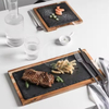 Multipurpose Acacia Wood Steak Serving Board for BBQ & Grill Slate Stone Charcuterie Dish
