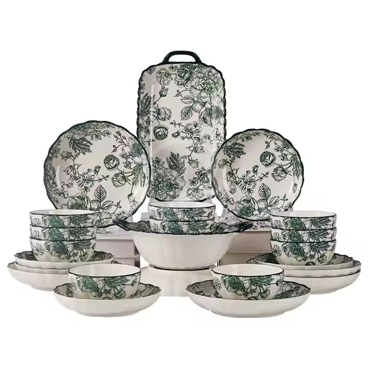 Modern Classic Underglaze Cream Ceramic Tableware Stoneware Sets Fruit Lightweight for Household Party Restaurant Use New Set