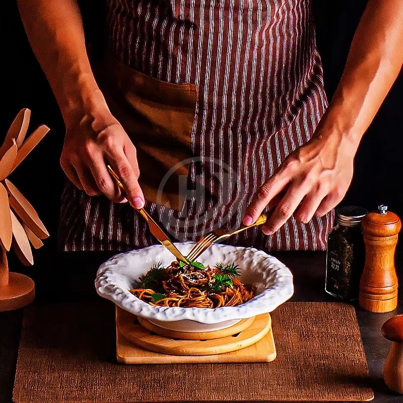 High-End White Ceramic Plate with Rock Pattern Elegant Design Deep Dinner Soup Plate for Home Hotel and Restaurant Tableware