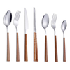 Hot Sale Stainless Steel Cutlery Set Wooden Handle Golden Silverware Hotel Restaurant Flatware Mirror Polish Besteck for Parties