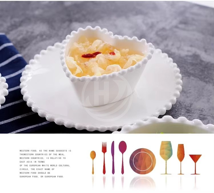 Creative Ceramic Breakfast and Dessert Plate Heart-Theme Western Tableware for Fruit Salad and Other Meals Dinnerware Set7