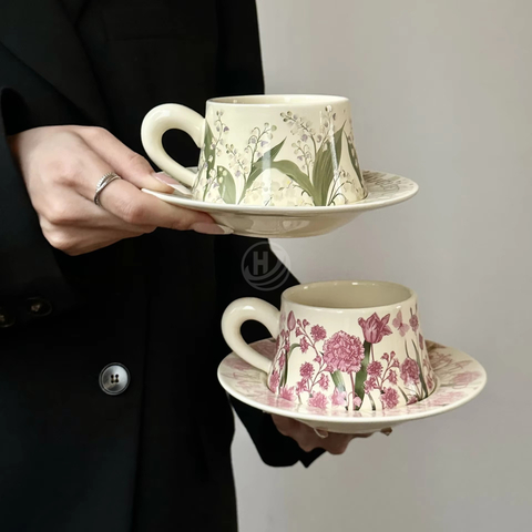 Best-Selling High Quality Hand-Painted Oil Painting Dinnerware Set Includes Mug Coffee Cup Saucer with Gift Box