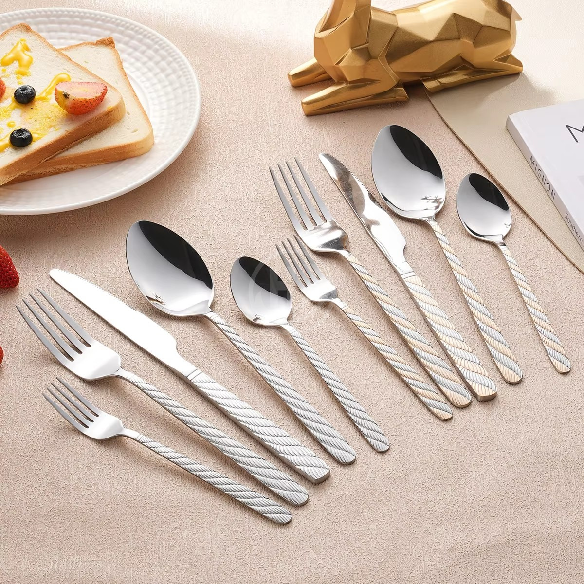 Premium Wholesale Stainless Steel Western Steak Knife Fork Spoon Dinnerware Set for Fine Dining