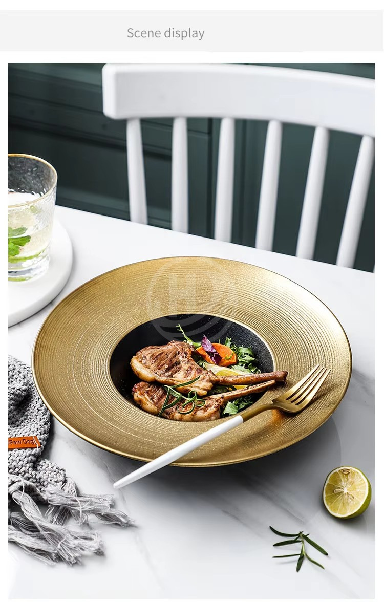 Dinner clear With Gold 11 Inch Round Plate Sushi Soup Plate