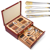 Custom Logo Gold Spoon and Fork Flatware Set Stainless Steel Cutlery Set With Box 24pcs Luxury Gift Gold Cutlery Set