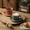 Creative Retro Ceramic Coffee Cup Double-Wall Design Stone Saucer Lid for Home Afternoon Tea Includes Gift Box Dishwasher Safe