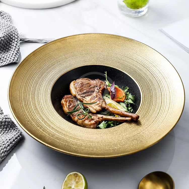 Dinner clear With Gold 11 Inch Round Plate Sushi Soup Plate