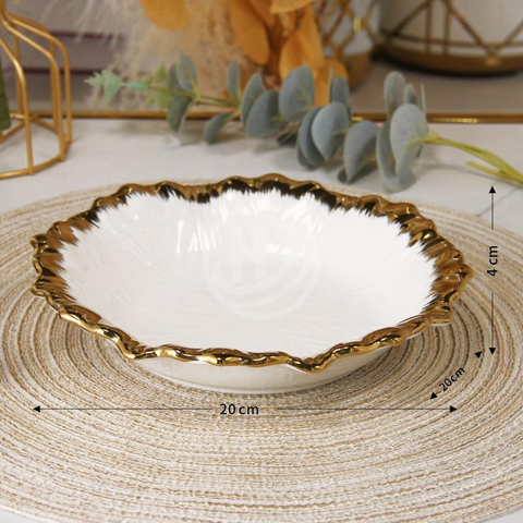 Wholesale High-End Phnom Penh Ceramic Tableware Set Light Luxury Hotel Porcelain Steak Plate and Bowl Eco-Friendly