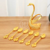 Gold Alloy Light Luxury Swan 6-pack Fruit Fork Cute Coffee Spoon Children's Dessert Tableware Modern Luxury Style Dinnerware